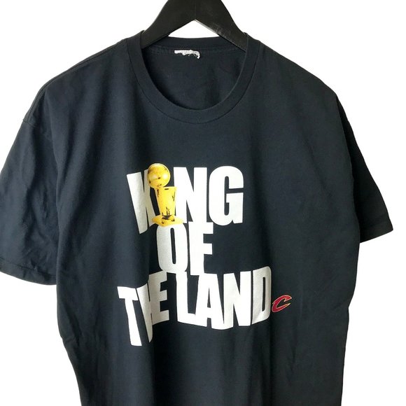 2016 King Of The Land Lebron James T Shirt NBA Cavs Adult Black Basketball Solid - Picture 2 of 11